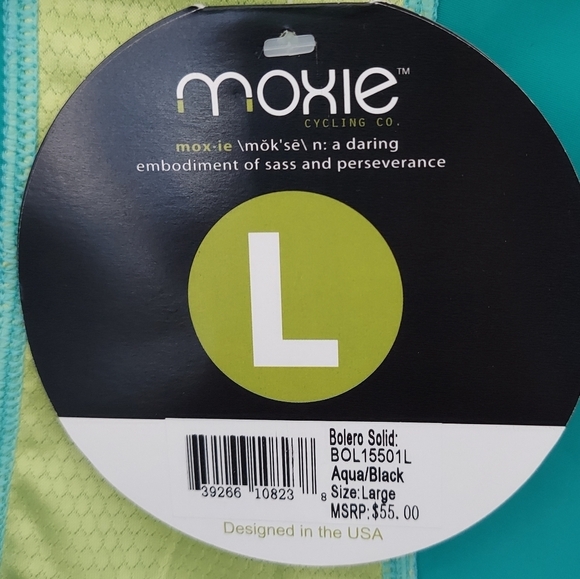 Moxie Cycling Bolero Jacket Black/Aqua Large NWT - Picture 6 of 8